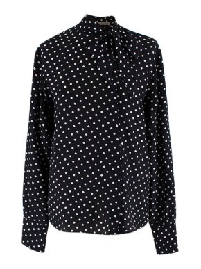 Bottega Veneta black & white silk crepe polka dot lavaliere blouse