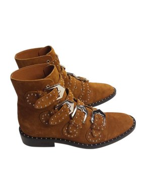 Givenchy tan suede studded buckle ankle boots