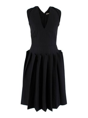 Bottega Veneta Black Silk & Wool Sculpted Pleat Dress