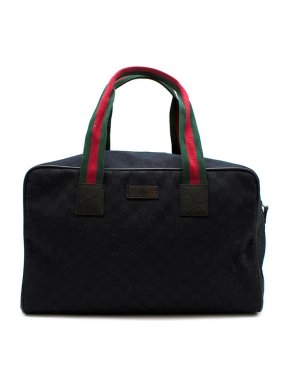 Gucci Black GG Supreme Canvas Large Duffle Bag