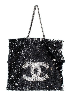 Chanel Black & Silver Sequin Summer Nights Tote Bag