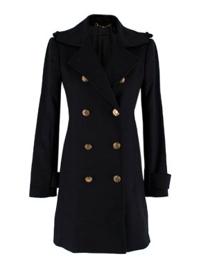 Gucci Black Wool Double Breasted Trench Coat