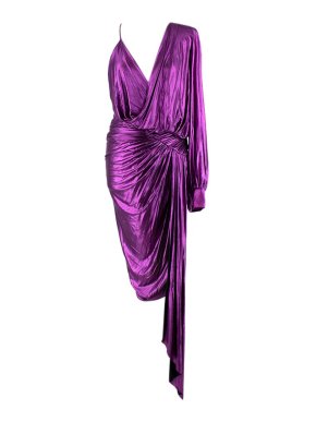 Alexandre Vauthier Metallic Fuchsia Draped Asymmetric Dress 1