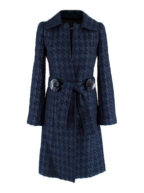 Dolce & Gabbana blue houndstooth silk-blend coat