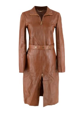 Gucci Tan Longline Leather Jacket