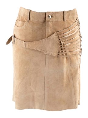 Dior vintage Galliano camel suede strappy buckle mini skirt