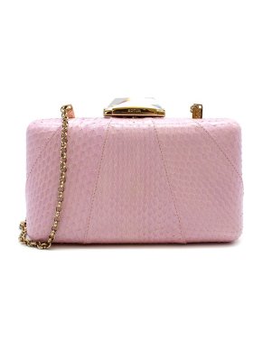 Kotur Esprey Pink Snakeskin Clutch