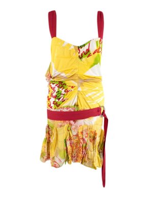 Dior Vintage Printed Silk John Galliano Draped Mini Dress