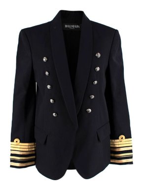 Balmain Embellished Black Cotton Military Jacket