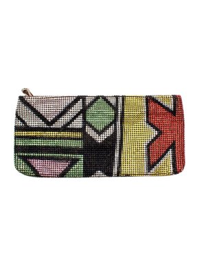 Christian Louboutin Multicolour Crystal Aztec Clutch Bag