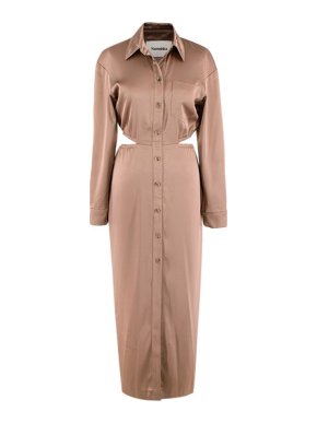 Nanushka Sand Cutout satin midi shirt dress