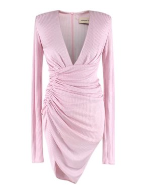 Alexandre Vauthier Pink Satin Striped Draped Mini Dress