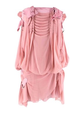 Dior vintage dusty pink silk chiffon draped bustier dress