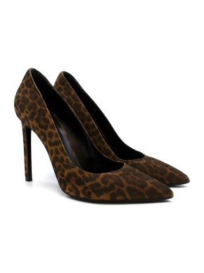Saint Laurent Leopard Print Suede Pumps