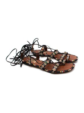 Valentino Garavani Tribal Rockstud Lace-up Flat Sandals