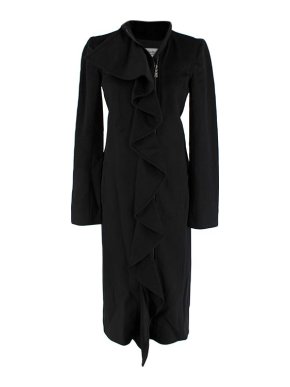 Saint Laurent Vintage black wool frilled coat