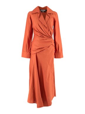 Jacquemus Le Souk burnt orange linen dress