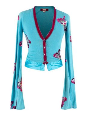 Voyage Passion vintage blue and pink sequin long sleeved top