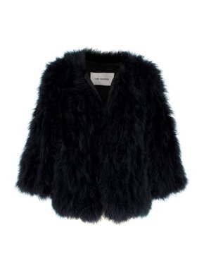 Yves Salomon Marabou Black Feather Cropped Jacket