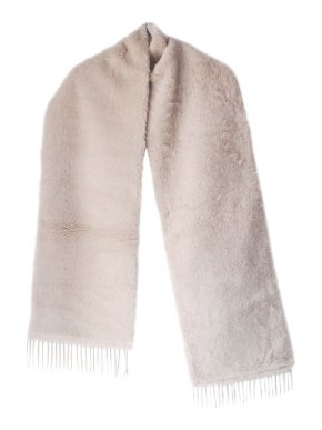 MaxMara Beige Camel, Wool & Silk Blend Teddy Scarf