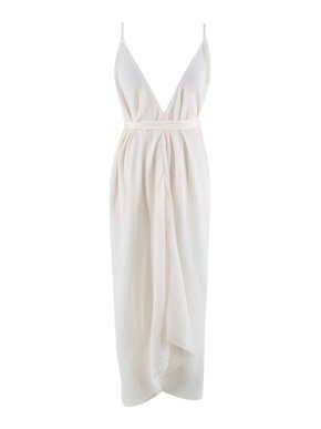 Àeron Sarla Asymmetric Pleated Cream Silk Dress