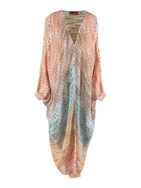 Missoni Multicolour Lurex Chevron Long Knit Cardigan