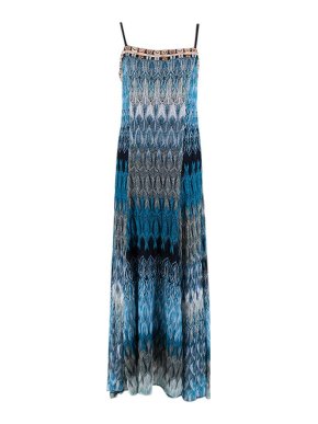 Missoni Blue Lurex Lace Knitted Maxi Dress
