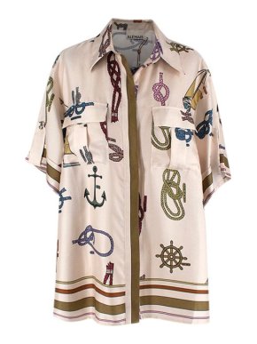 Alemais ivory rope print silk twill shirt
