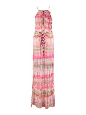 Missoni pink zig-zag knit sleeveless maxi dress