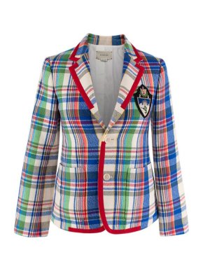 Gucci multicolour wool plaid school blazer 12Y