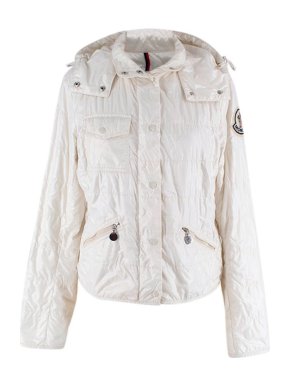 Moncler white pearlescent nylon windbreaker jacket