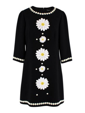 Dolce & Gabbana Black Floral Embroidered Black Dress