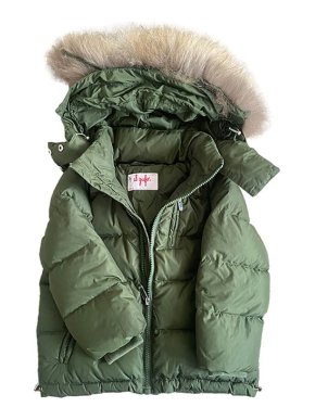 Il Gufo Rabbit Fur Trimmed Green Puffer Jacket