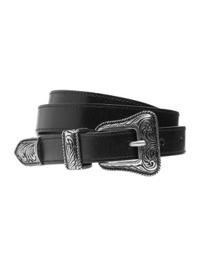 Saint Laurent Black Leather Western Belt - Size 80