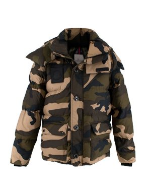 Moncler Camouflage Print Cotton Puffer Coat