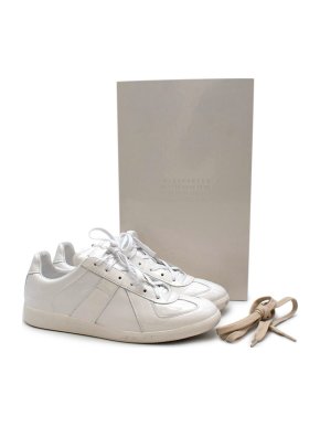 Maison Martin Margiela Replica White Rubberised Leather Trainers