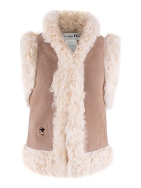 Dior Shearling Trim Brown Suede Gilet