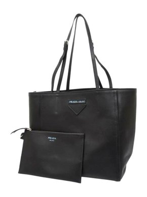 Prada black leather Concept shopping tote bag