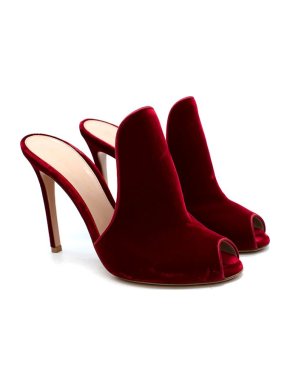 Gianvito Rossi Red Velvet Aramis Mules