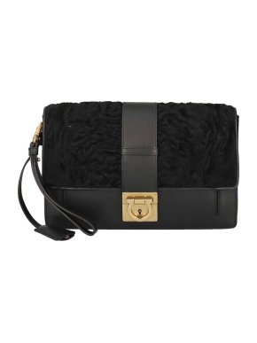 Salvatore Ferragamo Leather & Shearling Clutch