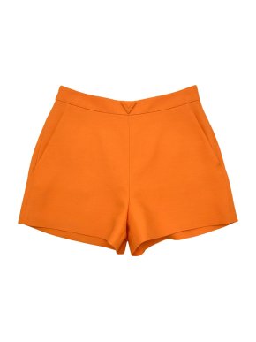 Valentino Garavani Orange Wool & Silk V Logo Shorts