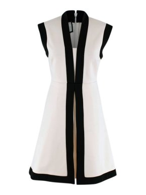Gucci Cream & Black Sleeveless Stretch Lace Mini Dress