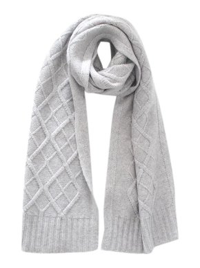 MaxMara Grey Cashmere & Wool Cable Knit Scarf