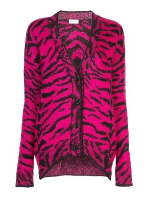 Saint Laurent Pink Zebra jacquard cardigan