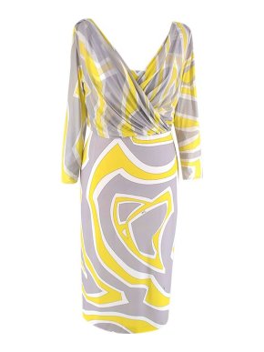 Emilio Pucci Grey/Lime Archive Printed Dress
