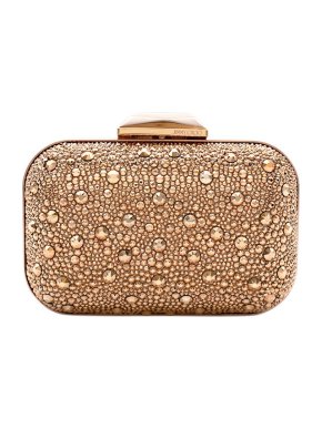 Jimmy Choo Rose Gold Crystal Embellished Cloud Clutch