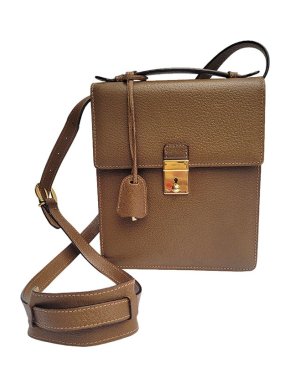 Gucci Brown Leather Padlock Messenger Bag