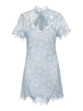 Self Portrait Blue Guipure Lace Dress