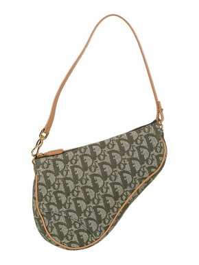 Dior vintage green Oblique canvas mini Saddle bag