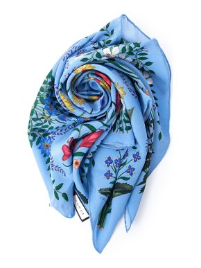 Gucci Blue Flora Silk Scarf 70